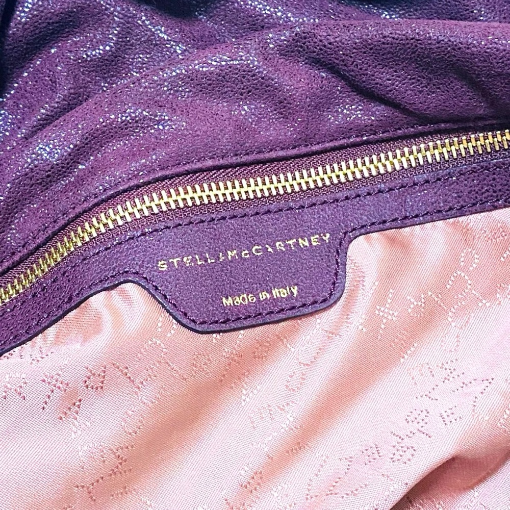 Stella McCartney Falabella Burgundy Purple Shaggy Deer Shoulder Bag Goldtone HW - Picture 16 of 17